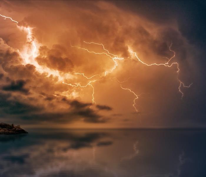 Thunderstorm over water
